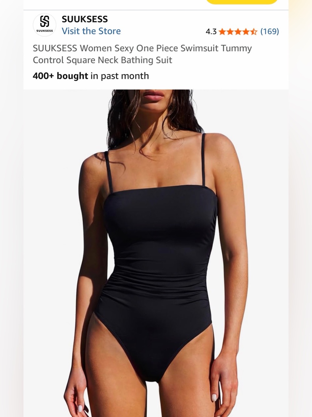 Women’s Suuksess Black Square-Neck One-Piece Swimsuit